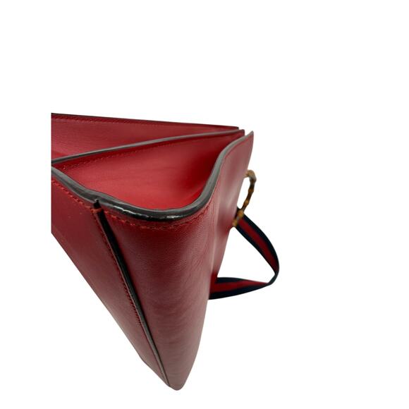 Gucci  Nappa Bamboo Web Medium Nymphaea Top Handle Bag Hibiscus Red*w/COA - Picture 12 of 16